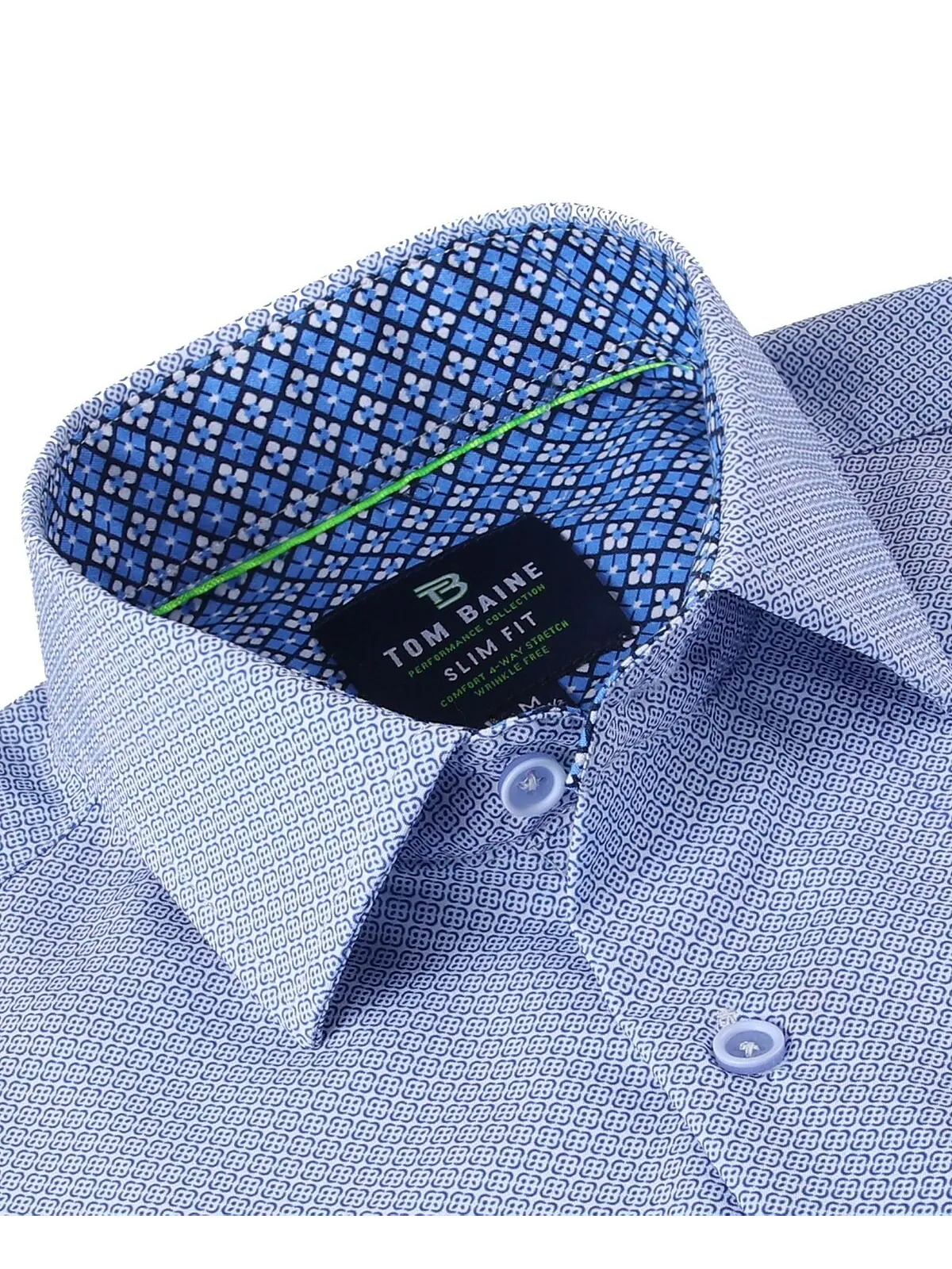 Мужская классическая рубашка slim fit с коротким рукавом на пуговицах Tom Baine — изображение 2 из 5, белый