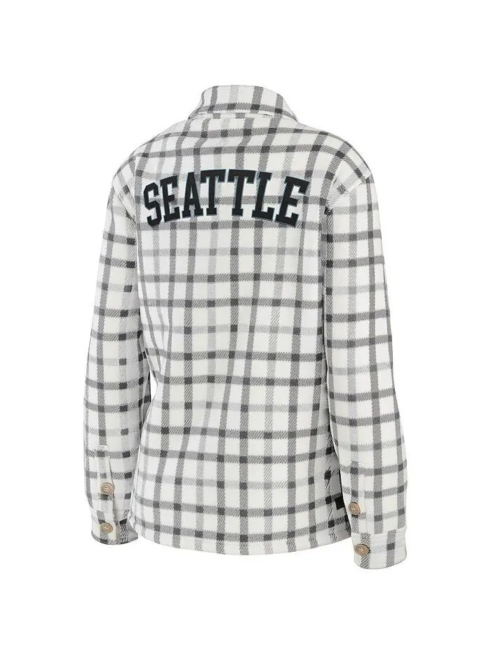 Женская овсяная куртка-рубашка на пуговицах в клетку Seattle Kraken WEAR by Erin Andrews — изображение 3 из 3, овсяный