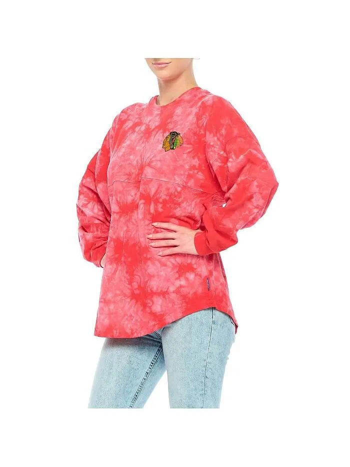 Женская красная футболка с длинным рукавом с логотипом Chicago Blackhawks Crystal Dye Fanatics — изображение 1 из 1, красный