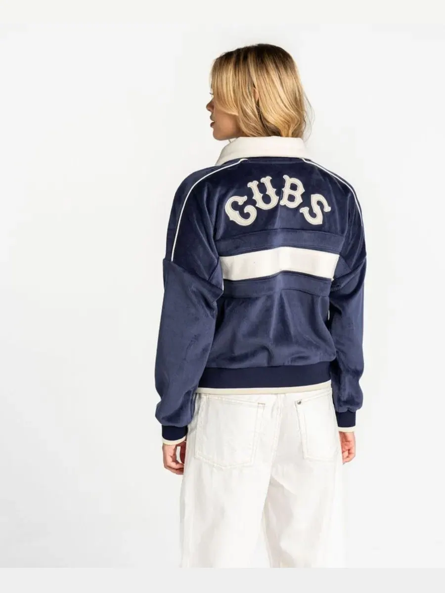 Женская куртка из вельвета с полной застежкой-молнией Chicago Cubs The Wild Collective — изображение 2 из 3, темно-синий