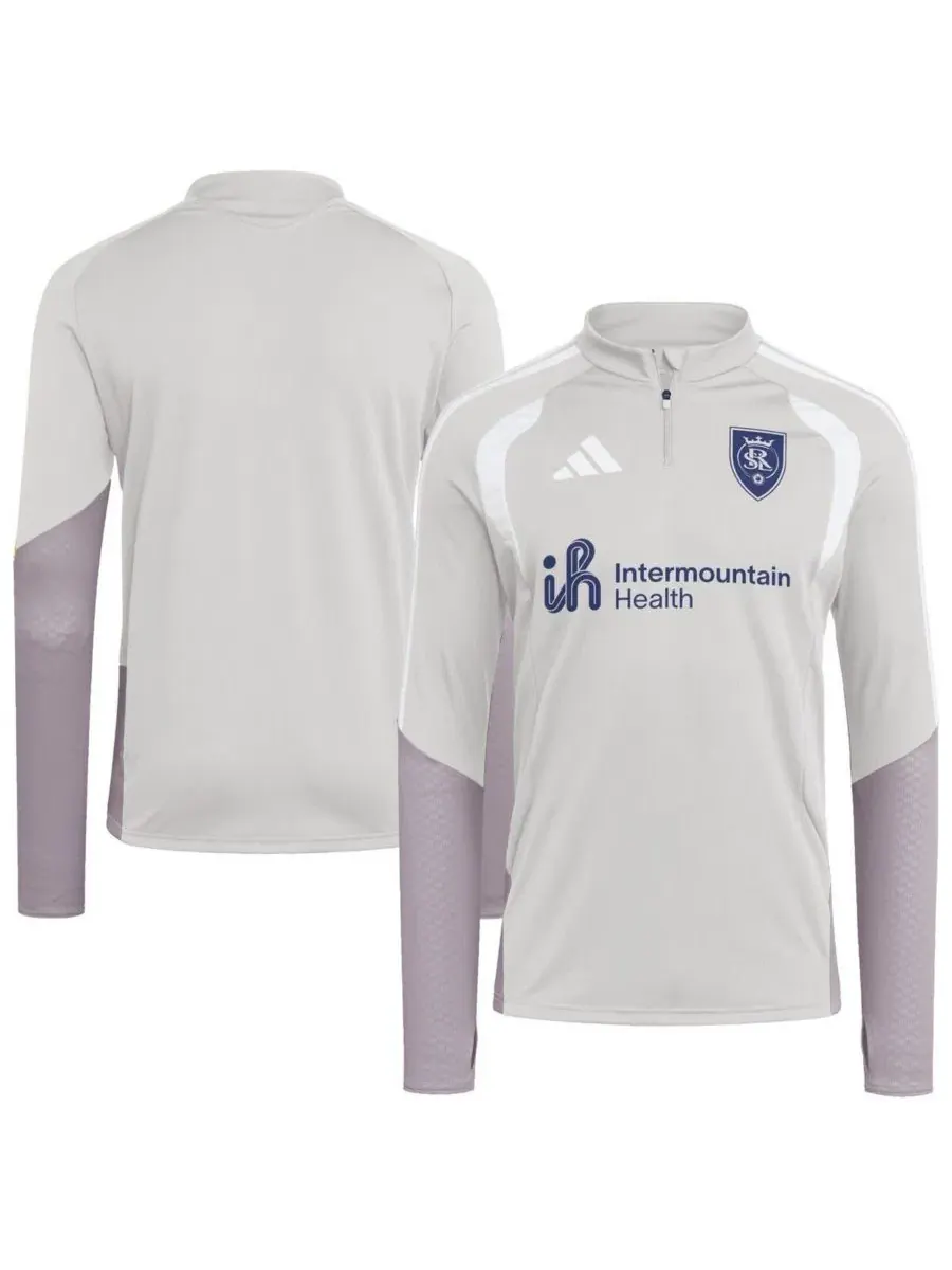 Тренировочная куртка-четверть с принтом Real Salt Lake 2026 Tiro Competition adidas — изображение 1 из 3, серебряный