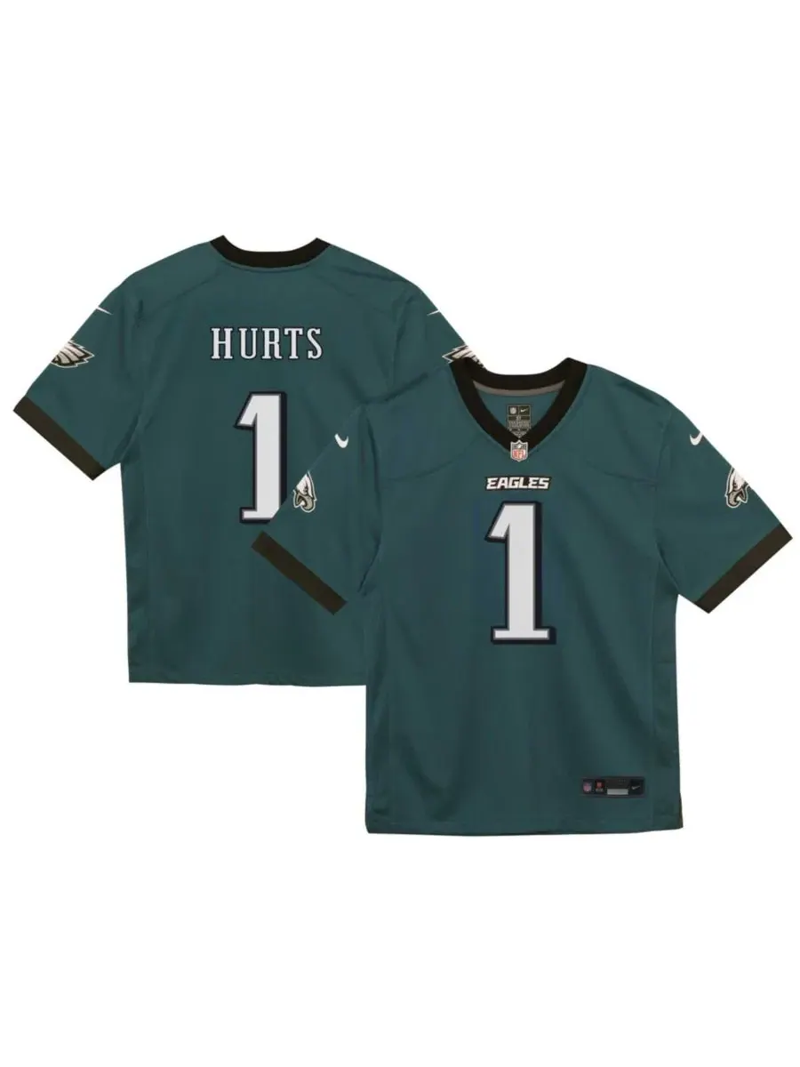 Детская футболка-джерси Nike Philadelphia Eagles с принтом Jalen Hurts — изображение 1 из 3, зеленый
