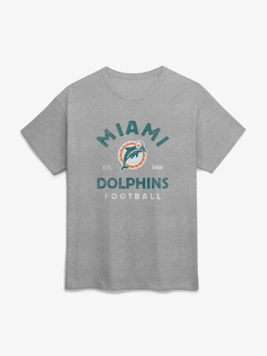 Футболка с винтажным принтом Miami Dolphins Vintage Arch Logo Athletic — изображение 1 из 2, серый