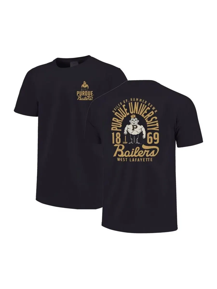Футболка с длинным рукавом Purdue Boilermakers Comfort Colors Mascot Overlay Image One — изображение 1 из 3, черный