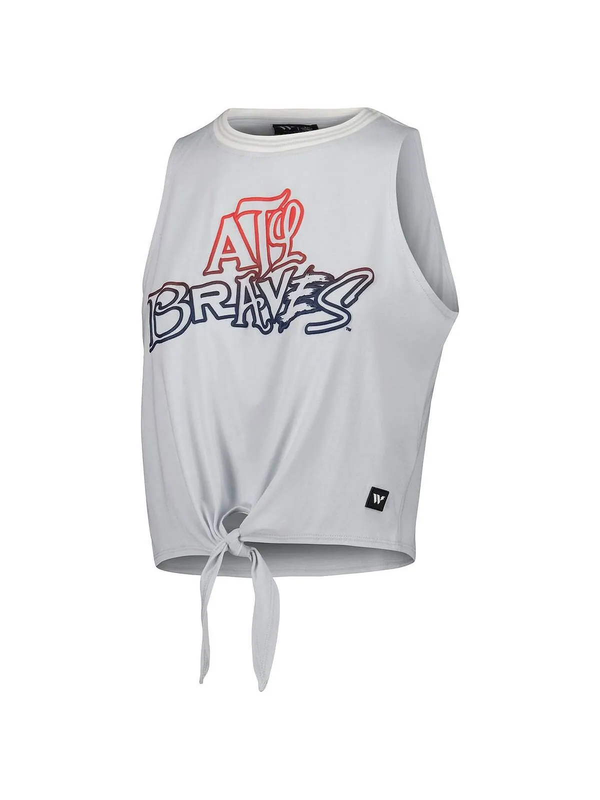 Женская серая майка Atlanta Braves с перекрученной завязкой спереди The Wild Collective — изображение 2 из 3, серый