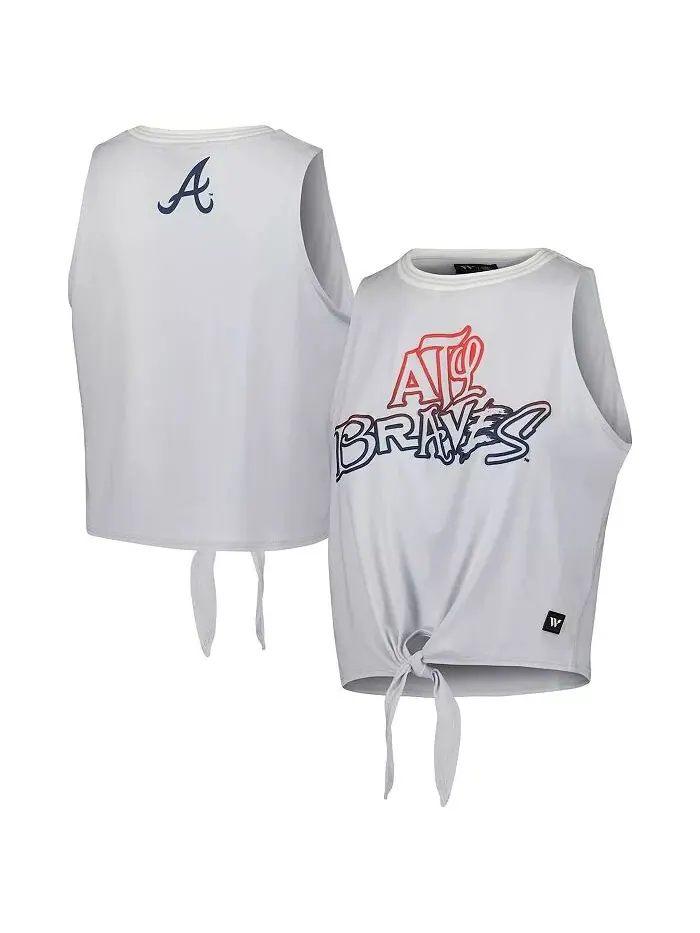Женская серая майка Atlanta Braves с перекрученным завязкой спереди The Wild Collective — изображение 1 из 3