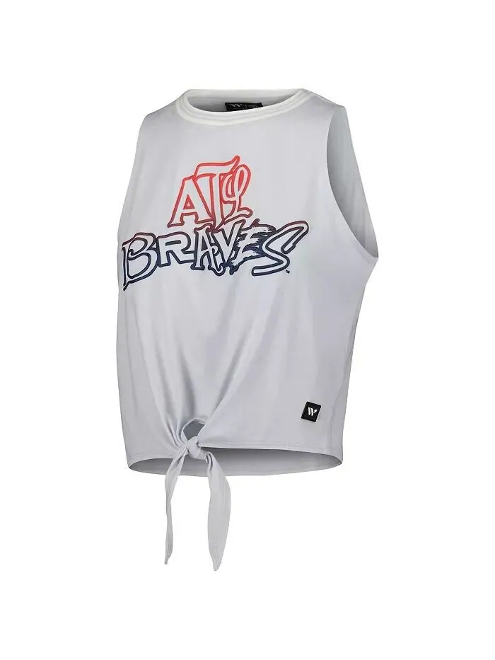 Женская серая майка Atlanta Braves с перекрученным завязкой спереди The Wild Collective — изображение 2 из 3