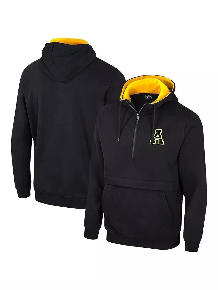 Мужская черная толстовка с капюшоном Appalachian State Mountaineers Team Half Zip Colosseum — изображение 1 из 3