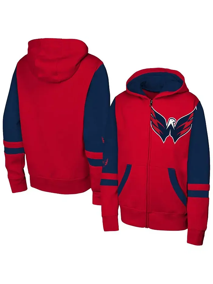 Красная толстовка с молнией Washington Capitals Face Off для мальчиков и девочек Outerstuff