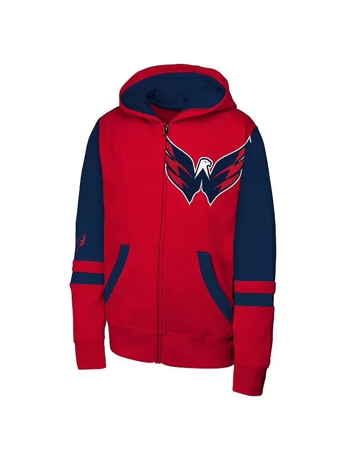 Красная толстовка с молнией Washington Capitals Face Off для мальчиков и девочек Outerstuff — изображение 3 из 3