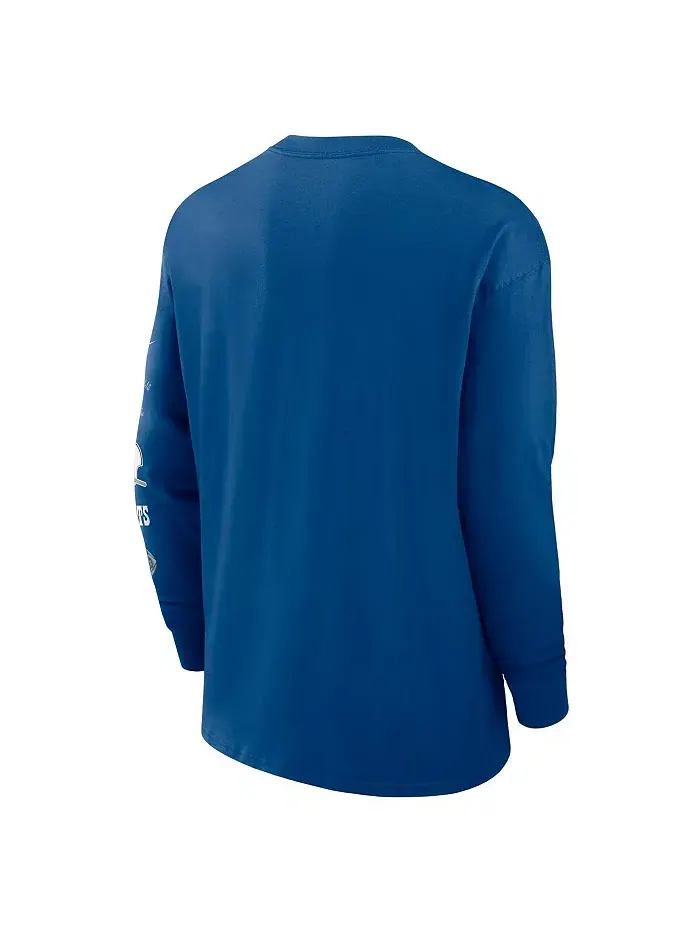 Мужская синяя футболка Indianapolis Colts Rewind Heavy Max 90 с длинным рукавом и карманом Nike — изображение 2 из 3