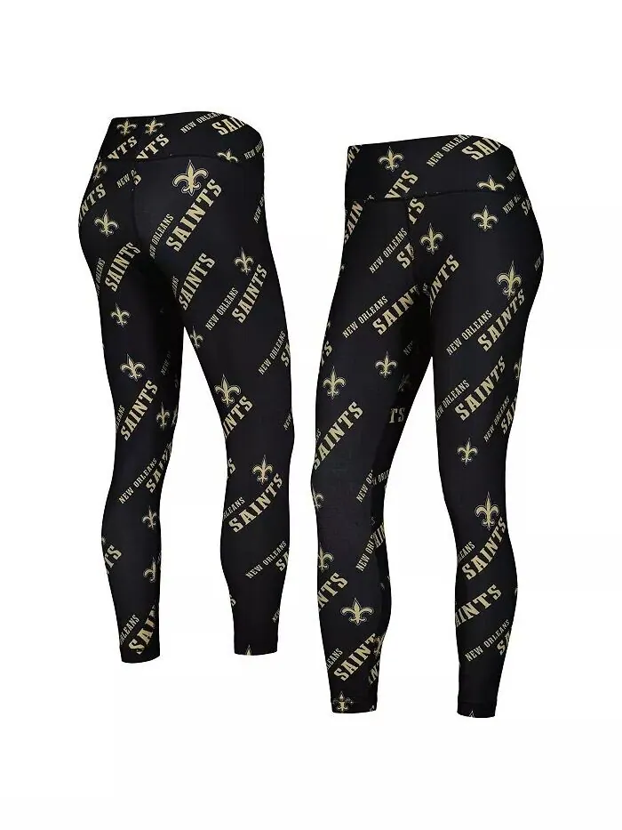 Черные женские леггинсы с принтом New Orleans Saints Concepts Sport — изображение 1 из 3
