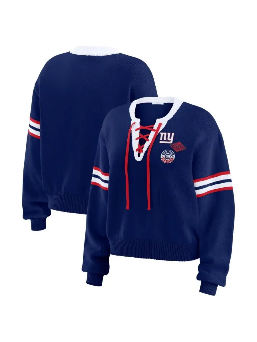 Женская толстовка Royal New York Giants на шнуровке WEAR by Erin Andrews — изображение 1 из 4, королевский
