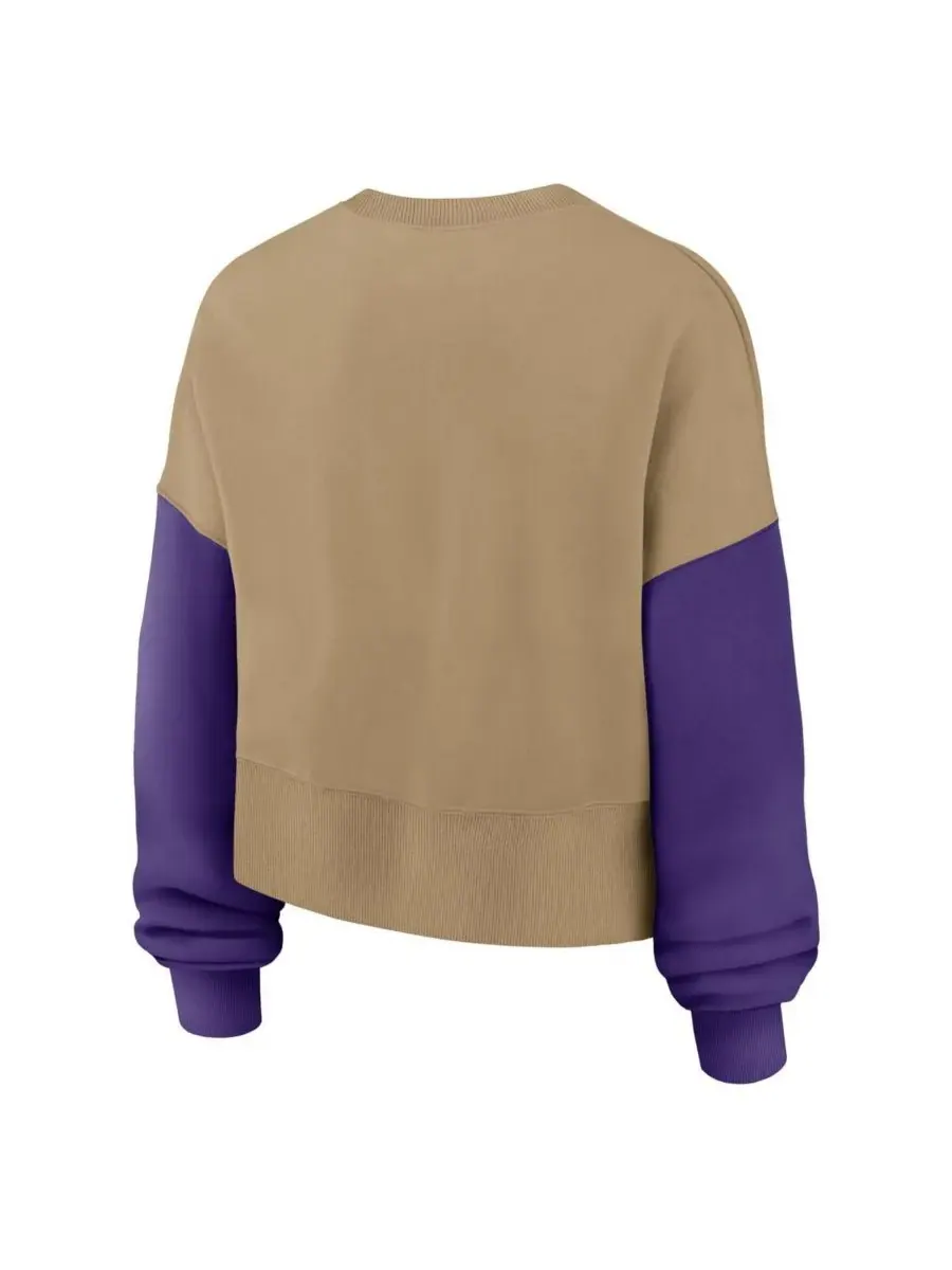 Nike Женская бежевая толстовка-пуловер Rewind Oversized с символикой Minnesota Vikings — изображение 2 из 3, бежевый
