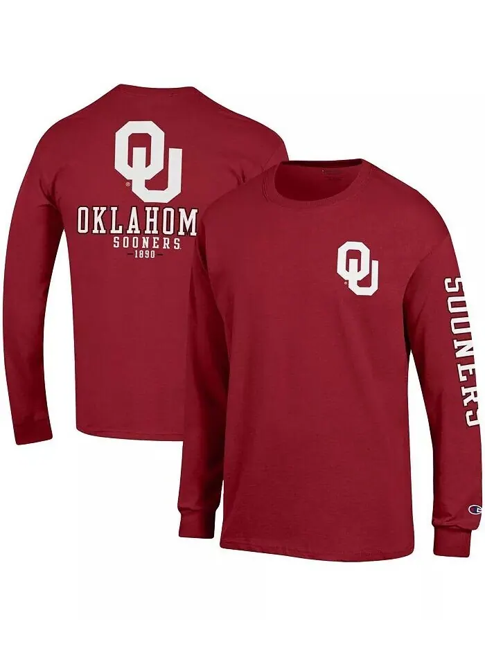 Мужская темно-красная футболка Oklahoma Sooners Team Stack с длинным рукавом Champion