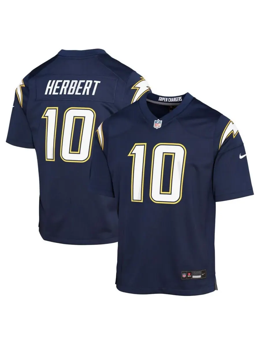 Nike Большая футболка Джастина Герберта темно-синего цвета команды Los Angeles Chargers — изображение 1 из 3, темно-синий