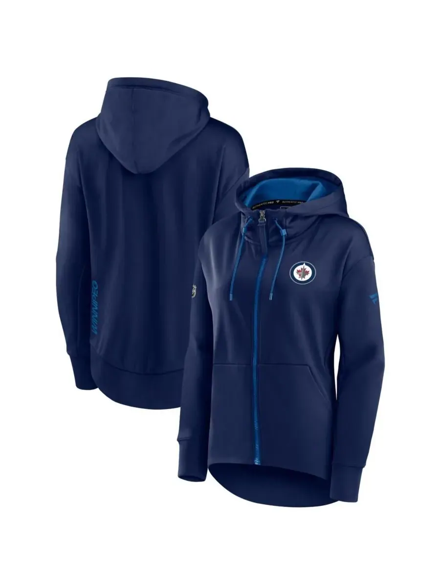 Fanatics Женская темно-синяя толстовка на молнии Winnipeg Jets Authentic Pro Rink — изображение 1 из 3, темно-синий