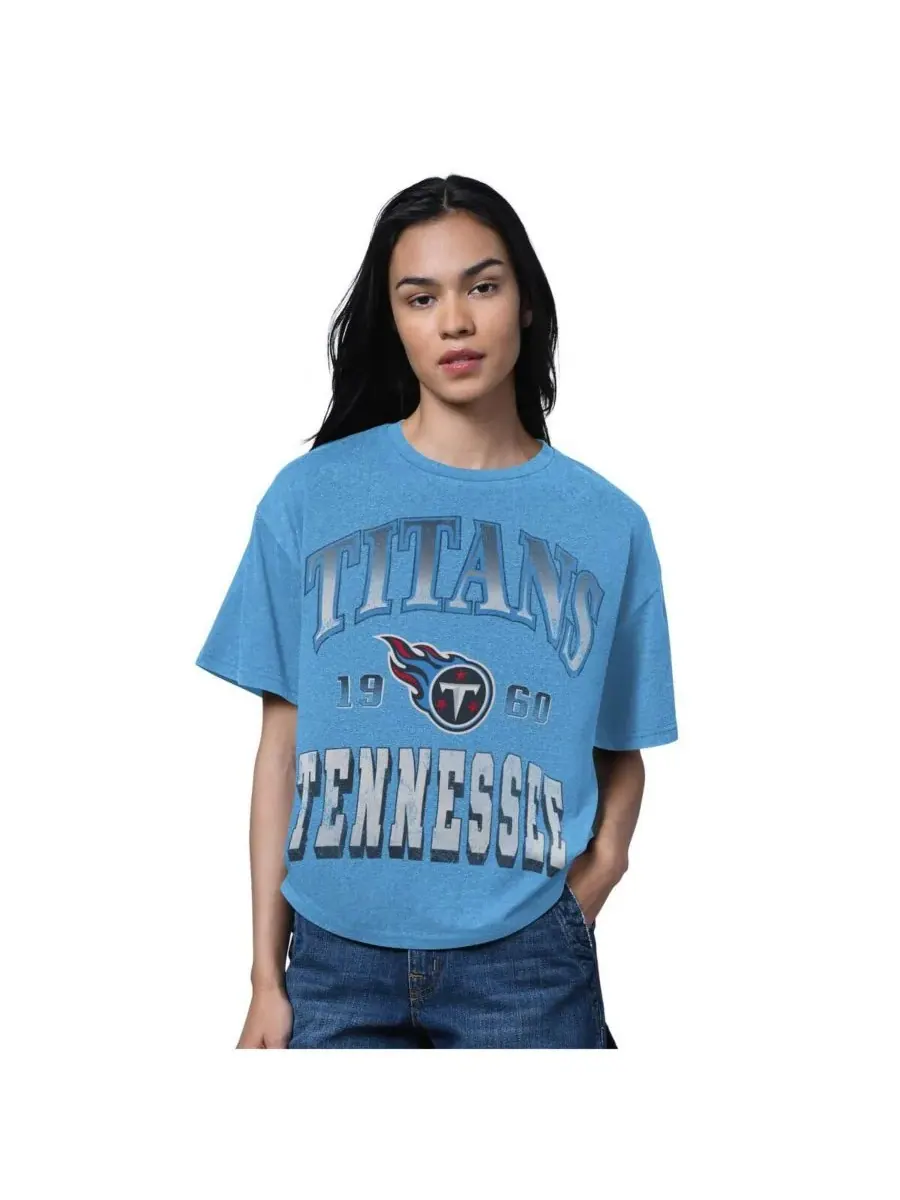 Starter Женская светло-голубая футболка оверсайз с символикой команды Tennessee Titans и символикой — изображение 1 из 2