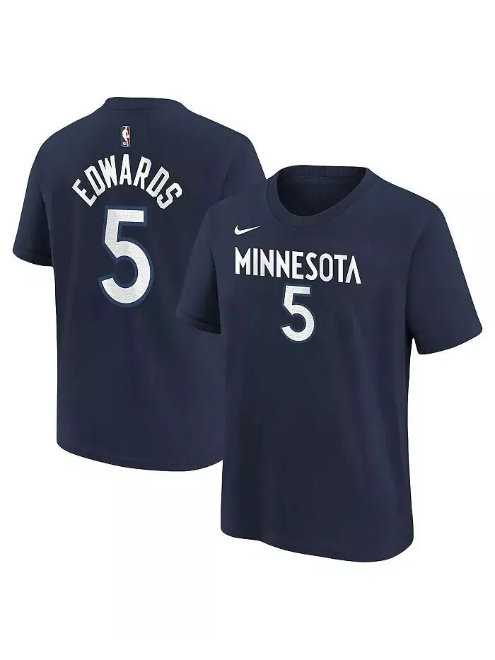 Футболка с именем и номером Big Boys and Girls Anthony Edwards Navy Minnesota Timberwolves Nike — изображение 1 из 3