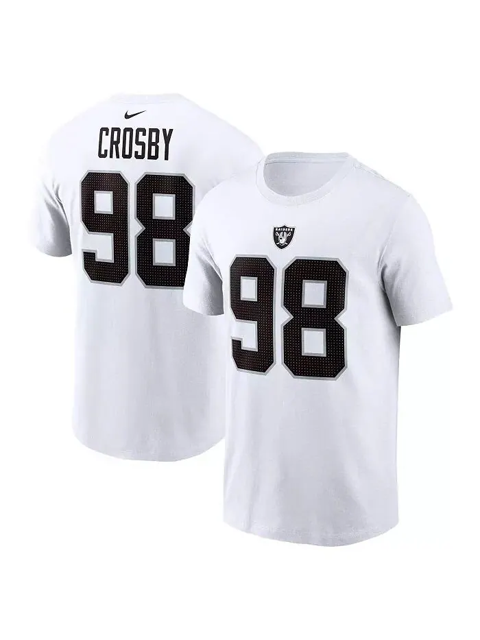 Футболка мужская белая с именем и номером игрока команды Las Vegas Raiders Maxx Crosby Nike — изображение 1 из 3