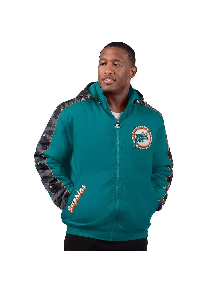 Мужская худи-куртка Aqua Miami Dolphins Thursday Night Gridiron на молнии Starter — изображение 1 из 2