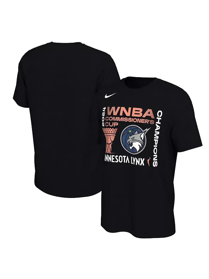 Мужская и женская черная футболка Minnesota Lynx — чемпионы Кубка комиссионера WNBA 2024 Nike — изображение 1 из 3