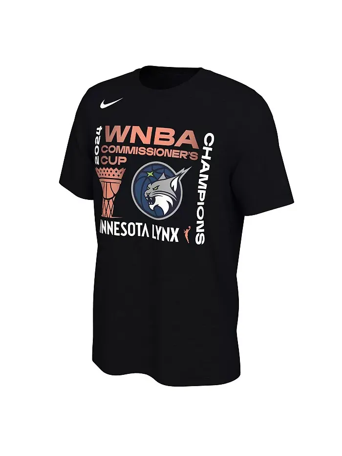 Мужская и женская черная футболка Minnesota Lynx — чемпионы Кубка комиссионера WNBA 2024 Nike — изображение 2 из 3