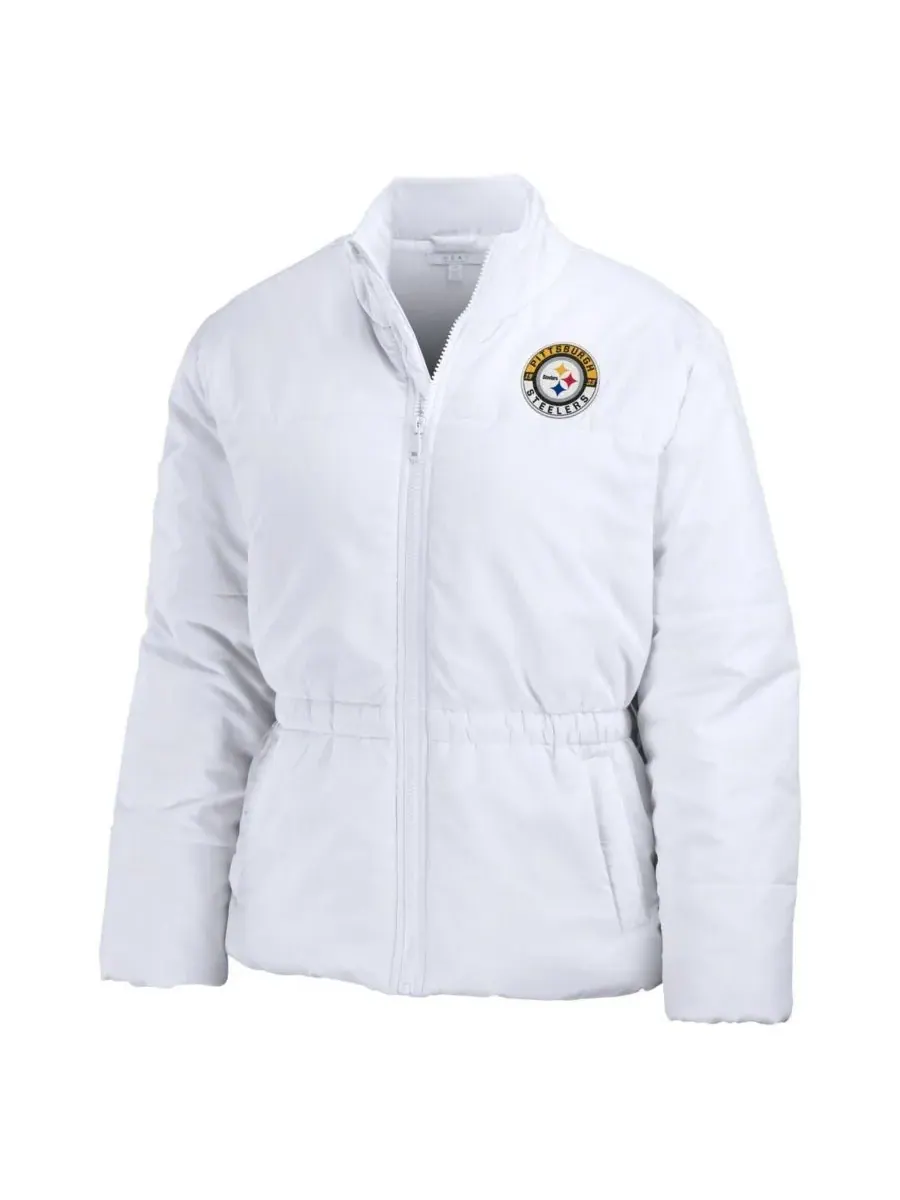 WEAR by Erin Andrews Женская белая пуховая куртка Pittsburgh Steelers Packaway на молнии — изображение 2 из 4, белый