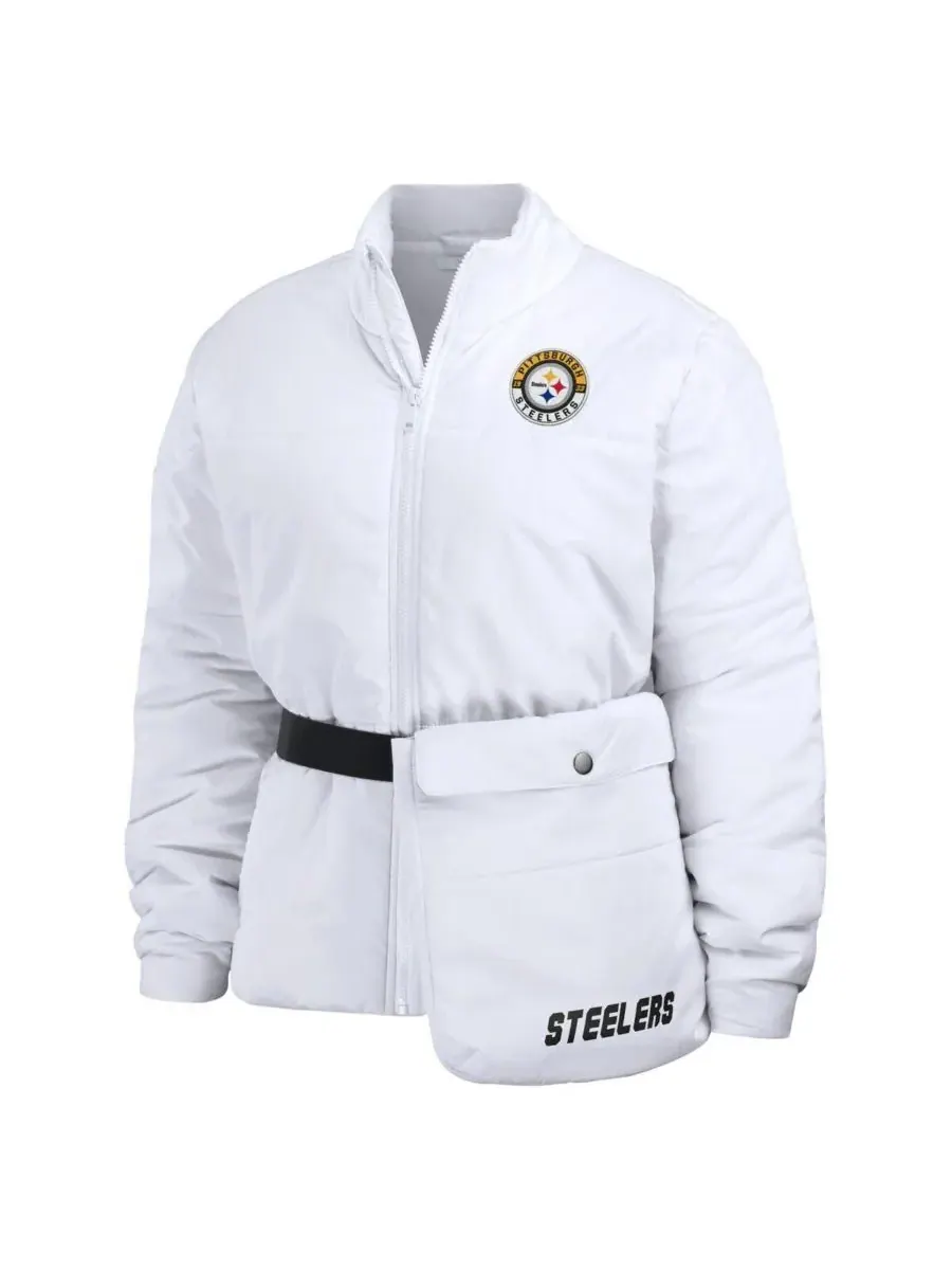 WEAR by Erin Andrews Женская белая пуховая куртка Pittsburgh Steelers Packaway на молнии — изображение 3 из 4, белый