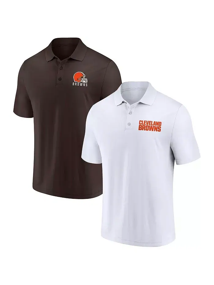 Мужской набор из двух поло Cleveland Browns Lockup белого и коричневого цветов Fanatics — изображение 1 из 4