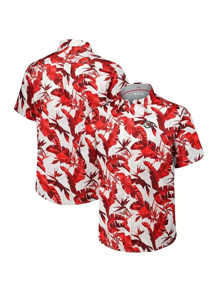 Мужская красная рубашка на пуговицах Kansas City Chiefs Sunnyvale Blooms Camp Tommy Bahama — изображение 1 из 3