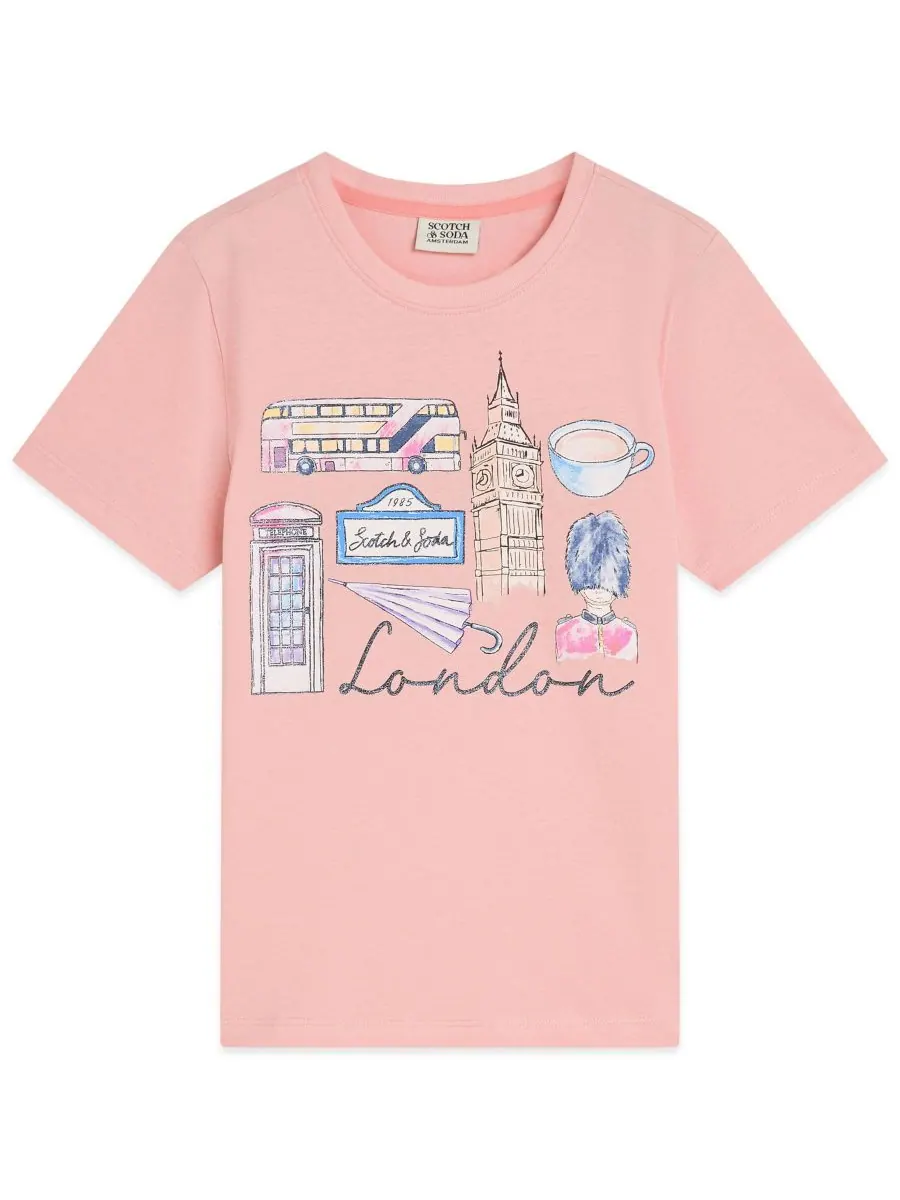 Детская футболка с графическим принтом Лондон (размер 4-6X) SCOTCH & SODA, POWDER PIN