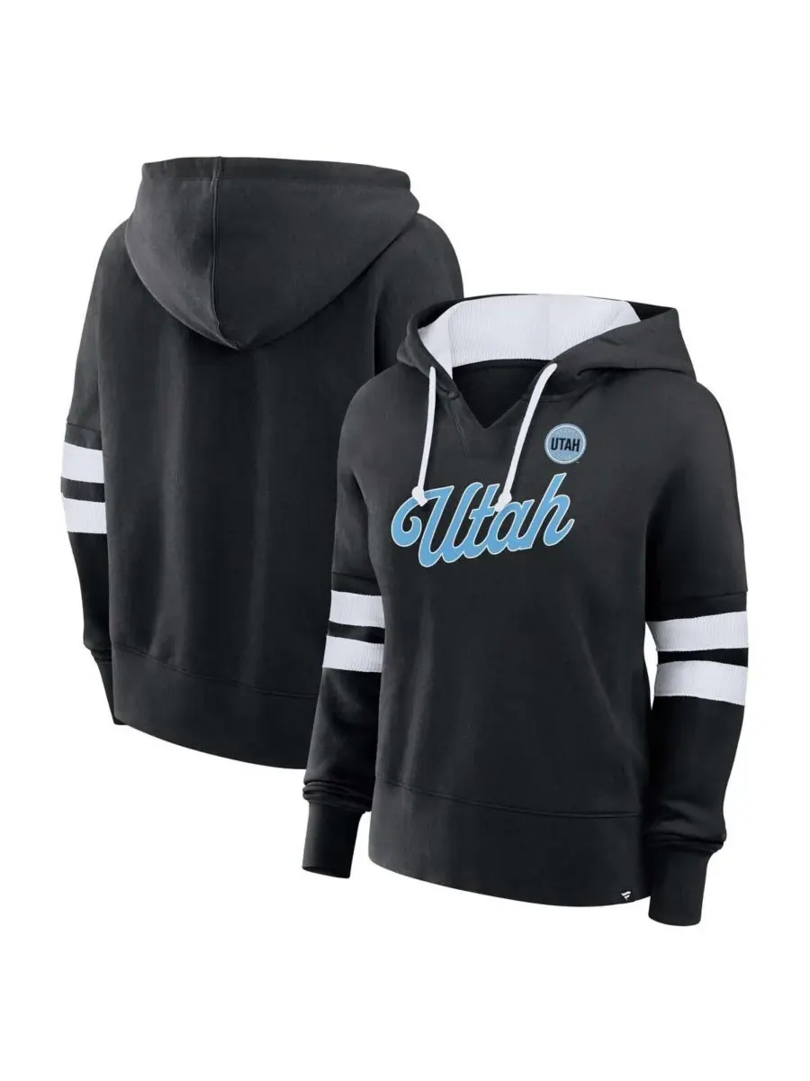 Fanatics Женская черная толстовка с V-образным вырезом Utah Hockey Club Oversized Seize — изображение 1 из 3, черный
