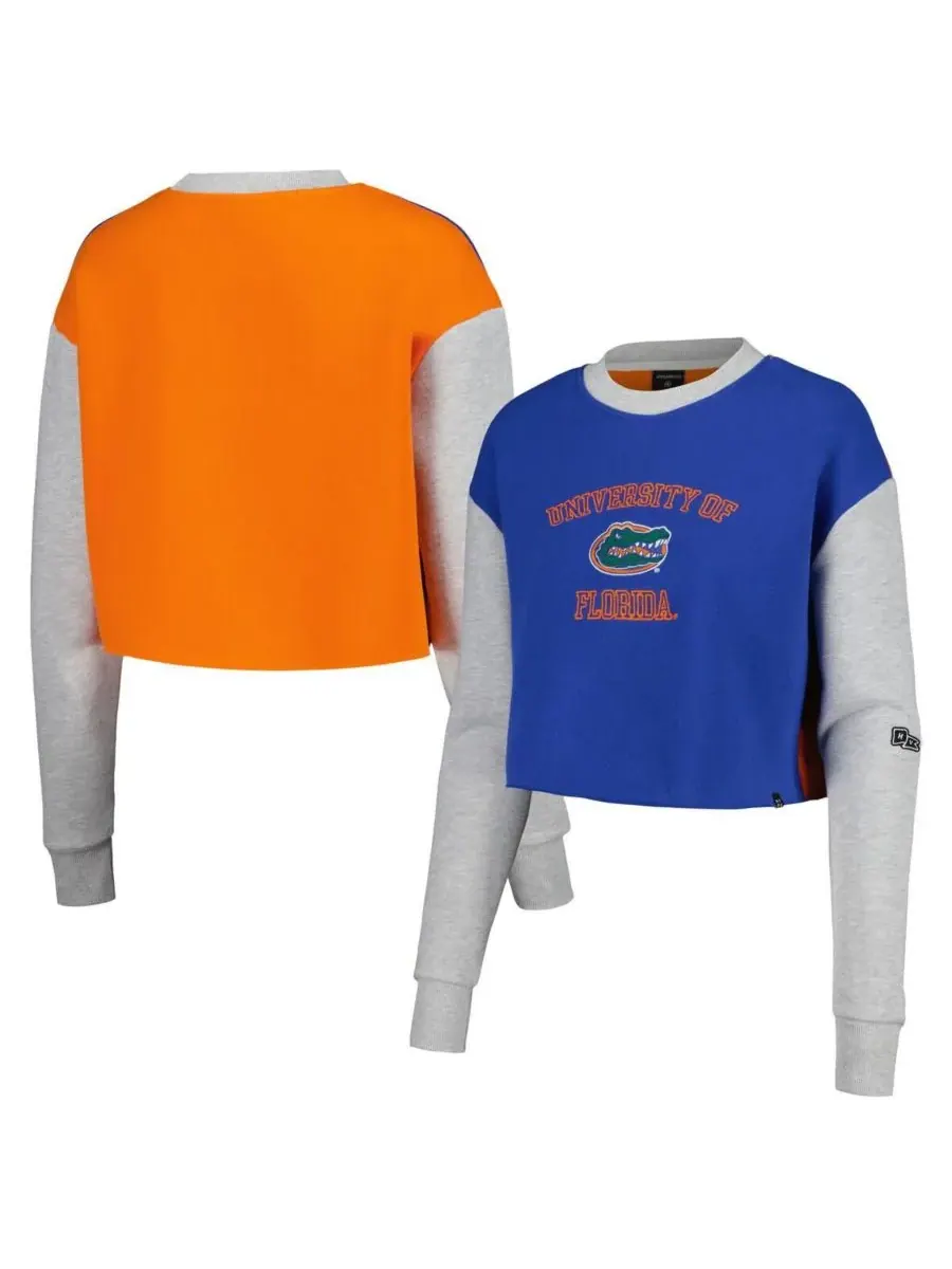 Женская толстовка Royal Florida Gators Color Block Rookie Crew Pullover Sweatshirt Hype And Vice — синий