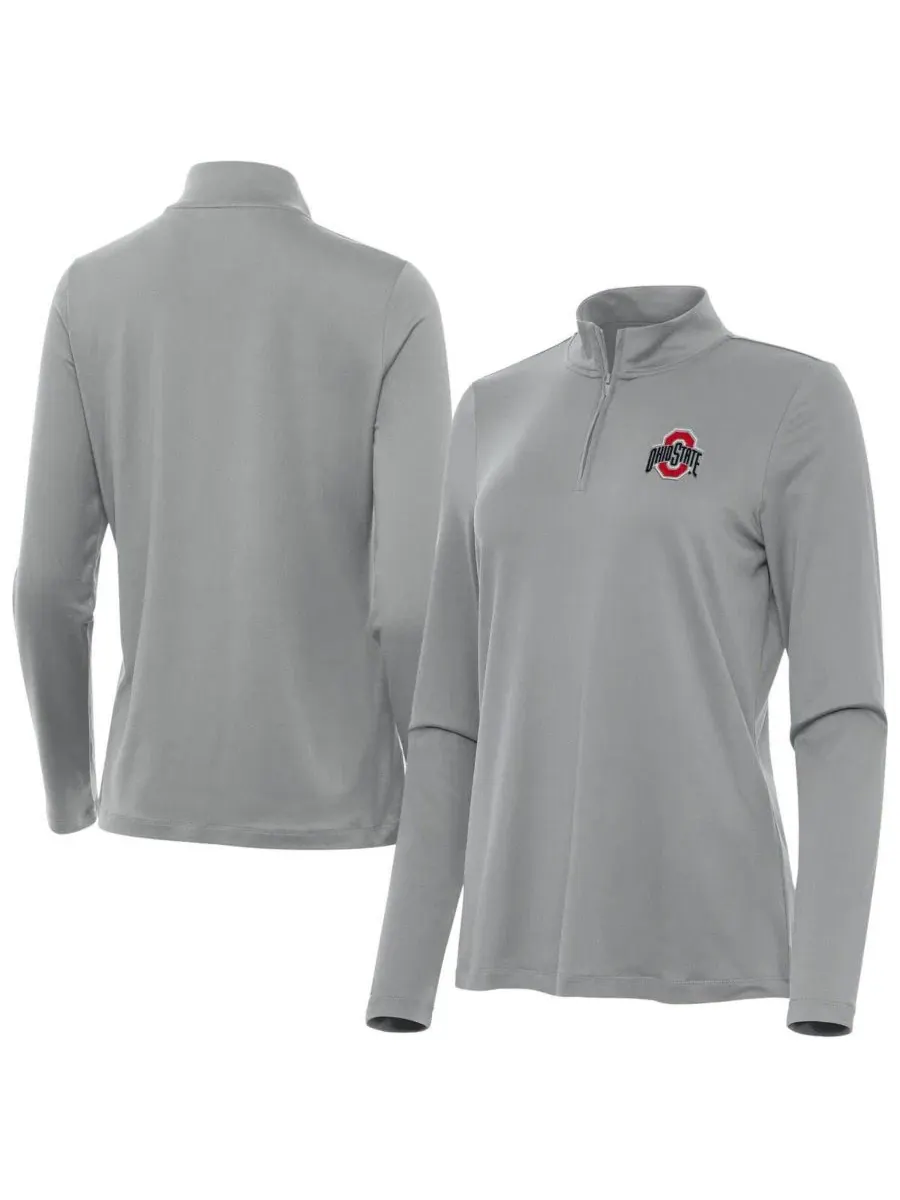 Женский свитшот с молнией 1/4 Ohio State Buckeyes Antigua — изображение 1 из 3, серый