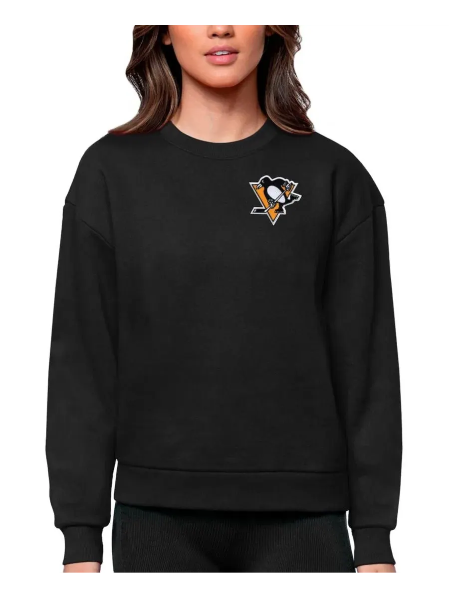 Женский свитшот с вышивкой Pittsburgh Penguins Antigua — изображение 1 из 1, черный