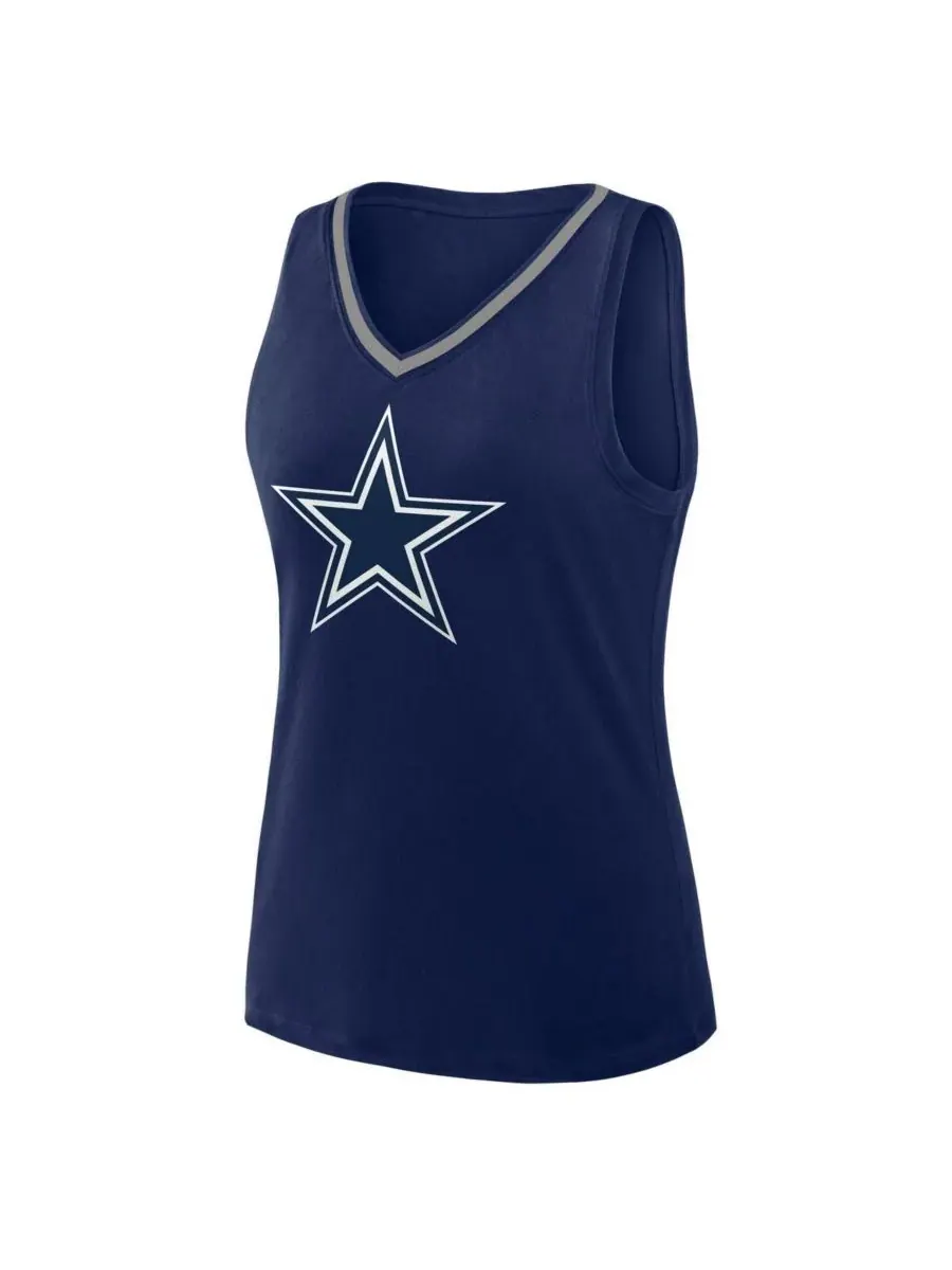 Logo Athletic Женская темно-синяя майка с V-образным вырезом Dallas Cowboys Stellar Win — изображение 3 из 3, темно-синий