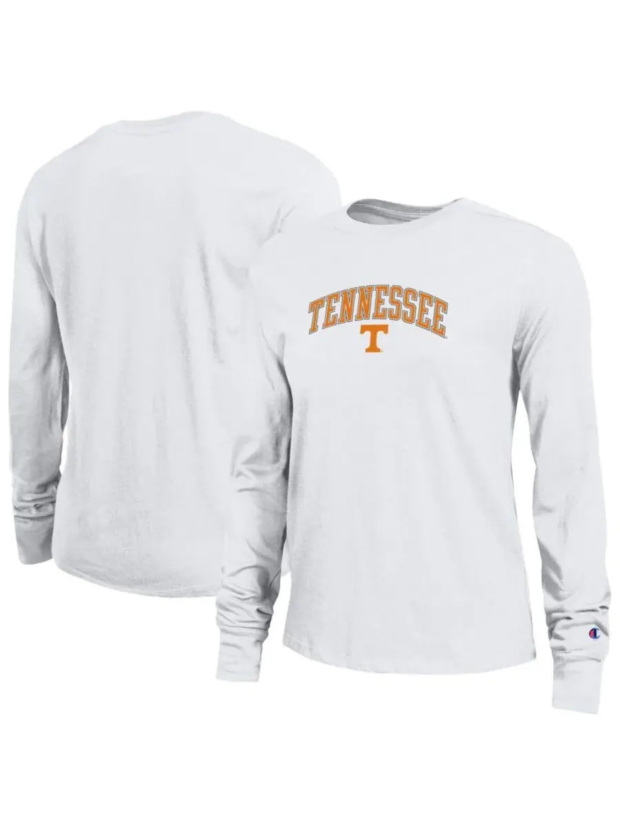 Champion Женская белая футболка с длинными рукавами Tennessee Volunteers Arch Over Logo