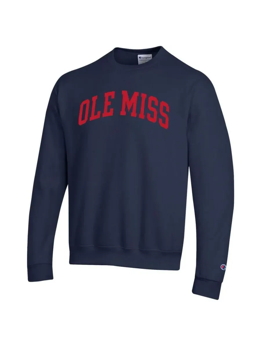 Champion Мужская темно-синяя толстовка-пуловер Ole Miss Rebels Basic Arch из флиса — изображение 3 из 3, темно-синий
