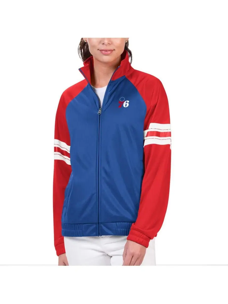 Женская спортивная куртка Royal Philadelphia 76ers Main Player Raglan Rhinestone Full-Zip G-Iii — изображение 1 из 2
