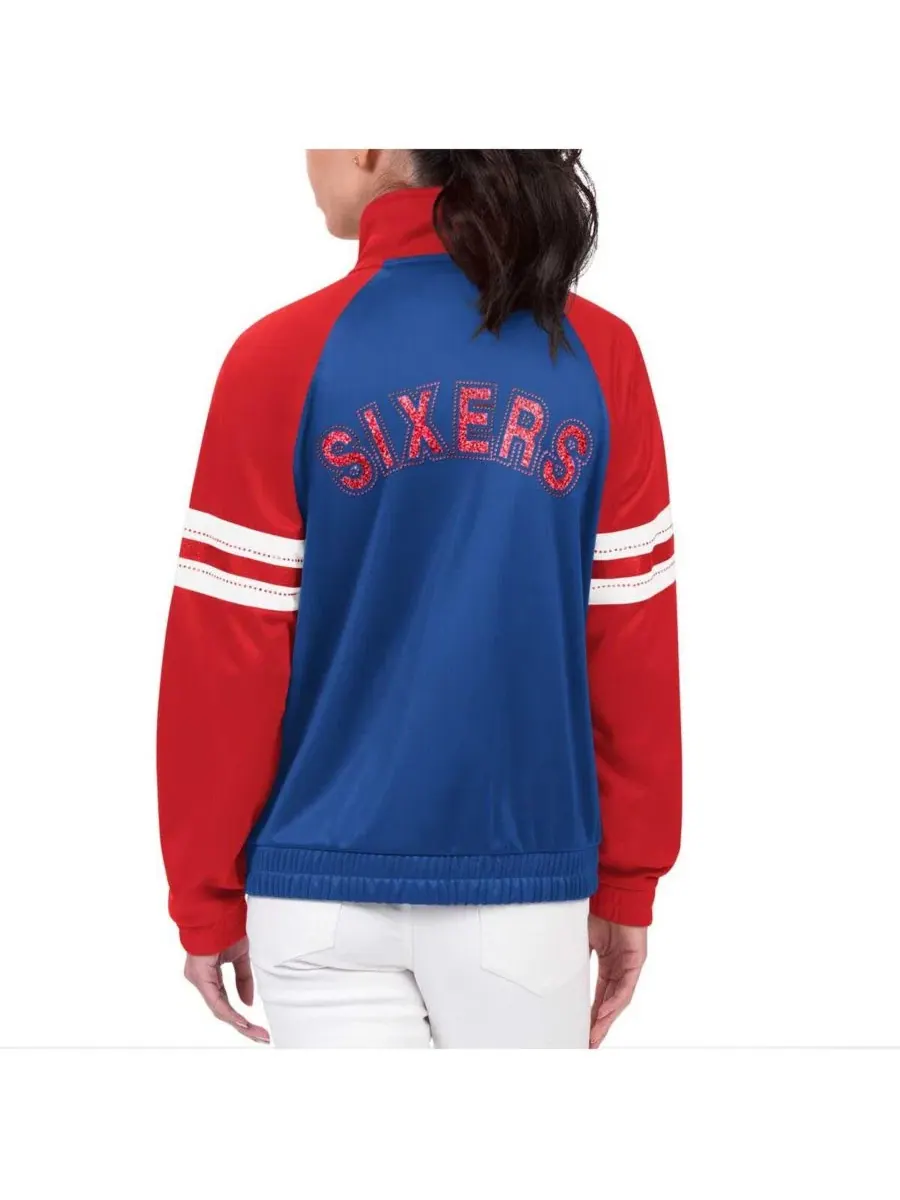 Женская спортивная куртка Royal Philadelphia 76ers Main Player Raglan Rhinestone Full-Zip G-Iii — изображение 2 из 2