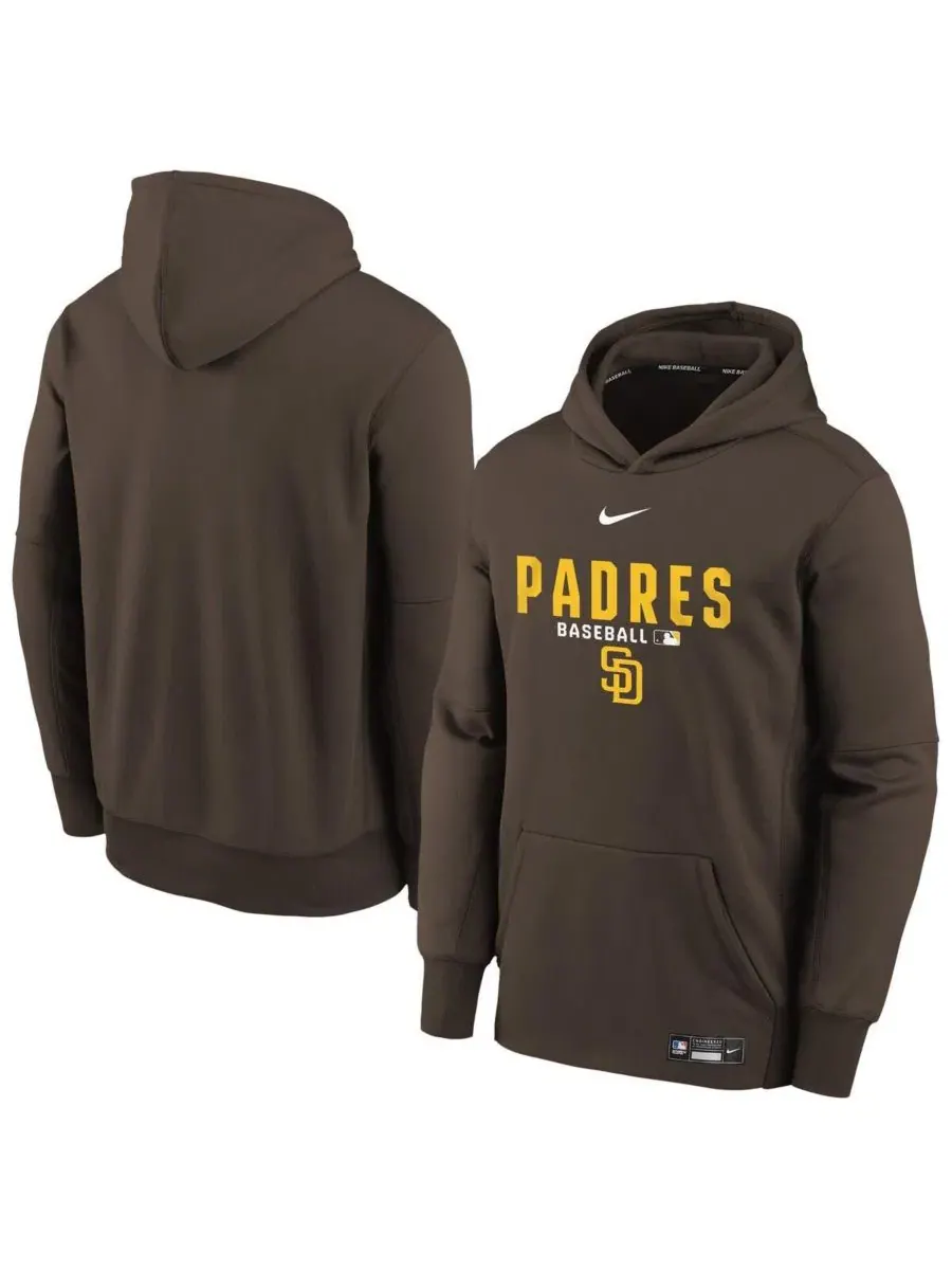 Толстовка Big Boys and Girls Brown San Diego Padres Authentic Collection Therma-FIT Nike — изображение 1 из 3, коричневый