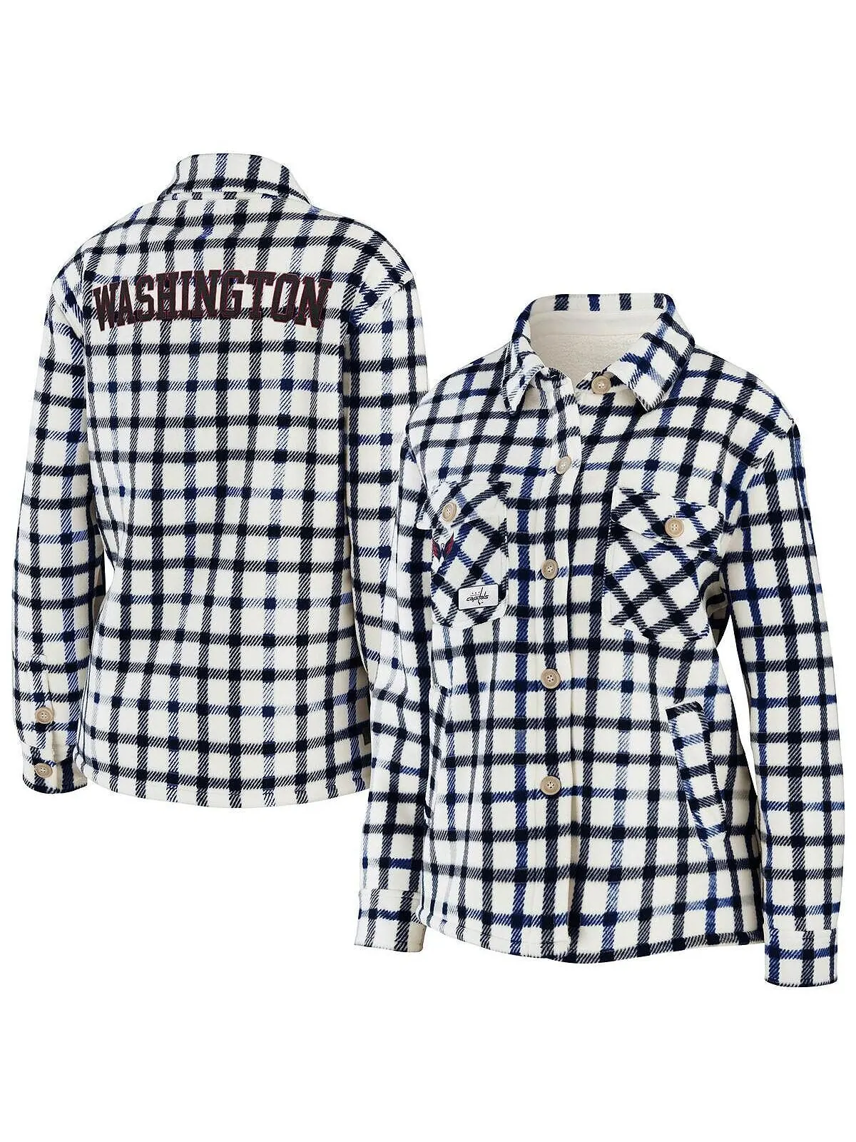 Женская овсяная куртка-рубашка на пуговицах в клетку Washington Capitals WEAR by Erin Andrews