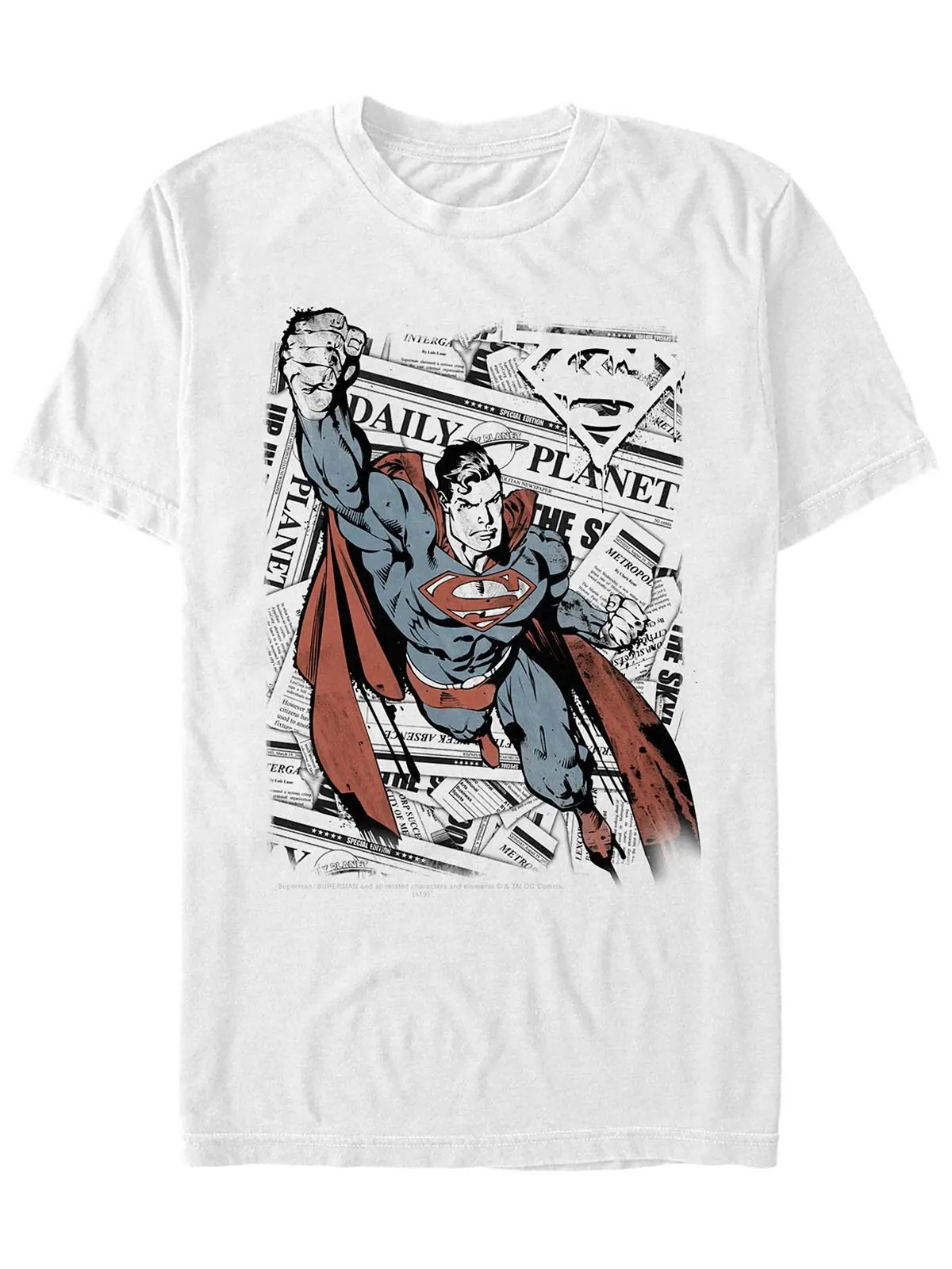 Мужская футболка с коротким рукавом dc superman daily planet newspaper с портретом Fifth Sun — изображение 1 из 1, белый