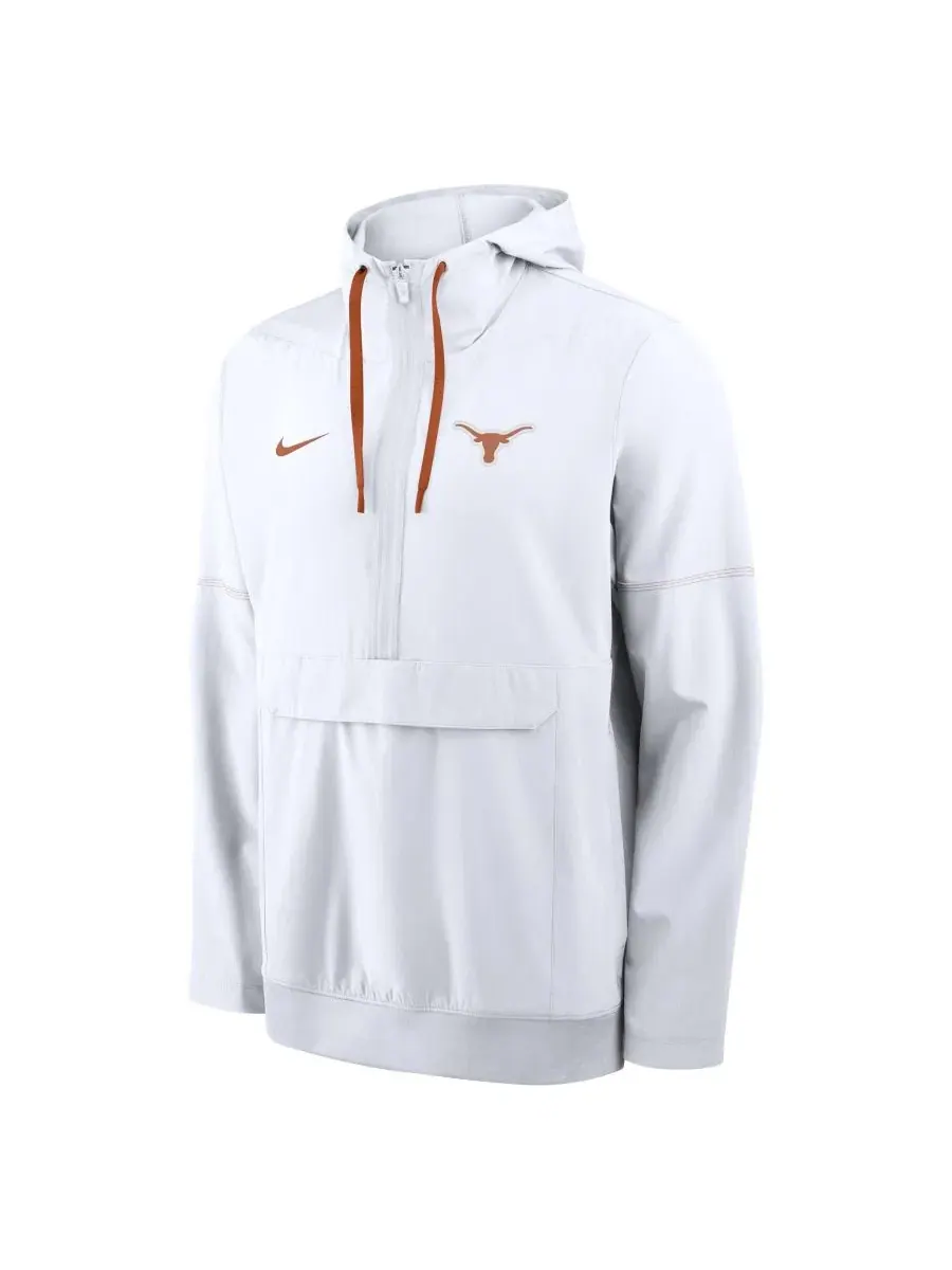 Ветровка-анорак с капюшоном Nike Texas Longhorns 2026 Sideline Anorak Half-Zip — изображение 2 из 3, белый оранжевый