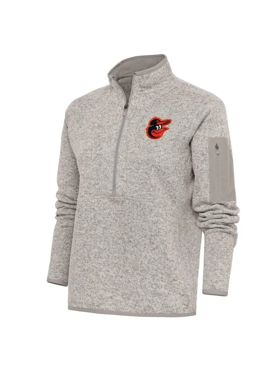Женская куртка-пуловер с четверть-застежкой Oatmeal Logo Fortune Baltimore Orioles Antigua — изображение 1 из 1, овсяный