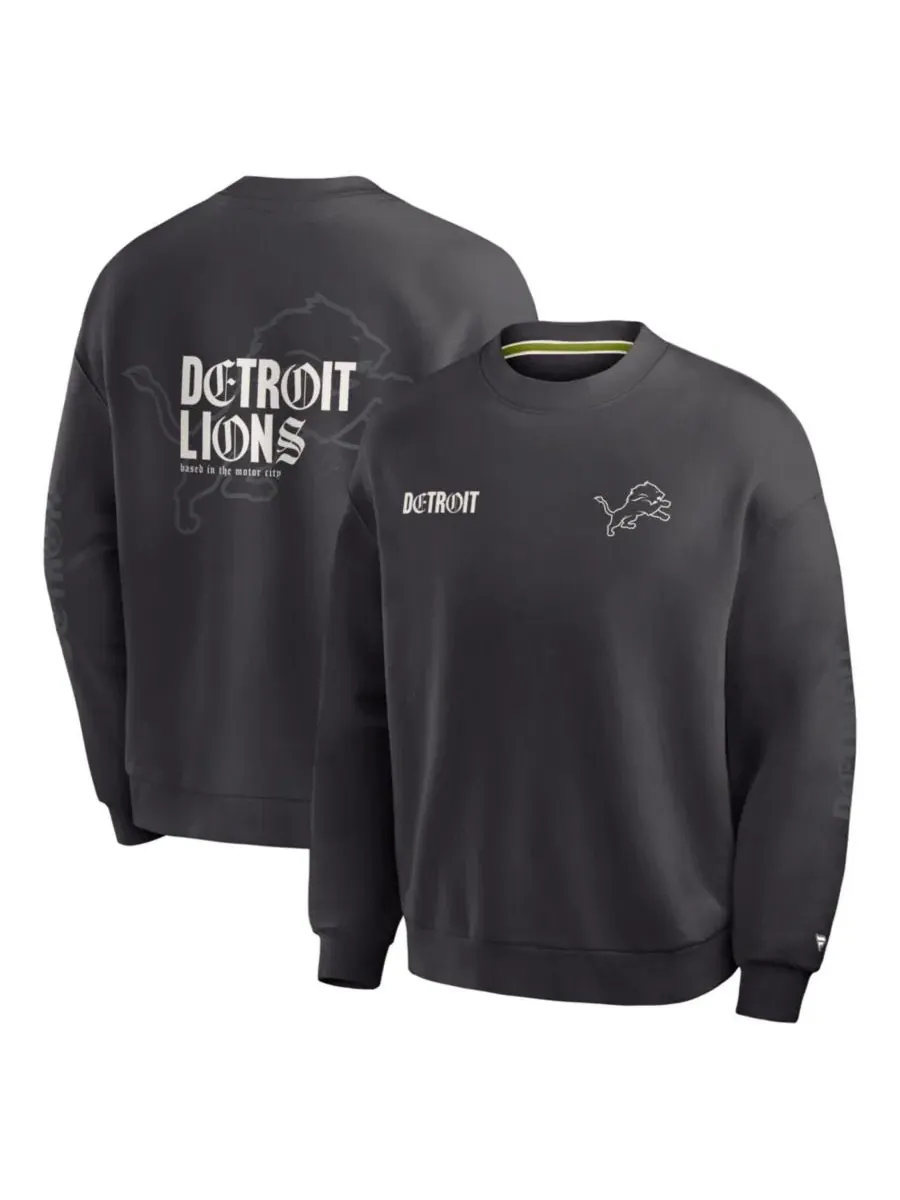 Свитшот оверсайз с принтом Detroit Lions Oversized Type Play Multi Fanatics — изображение 1 из 3, темно-серый черный