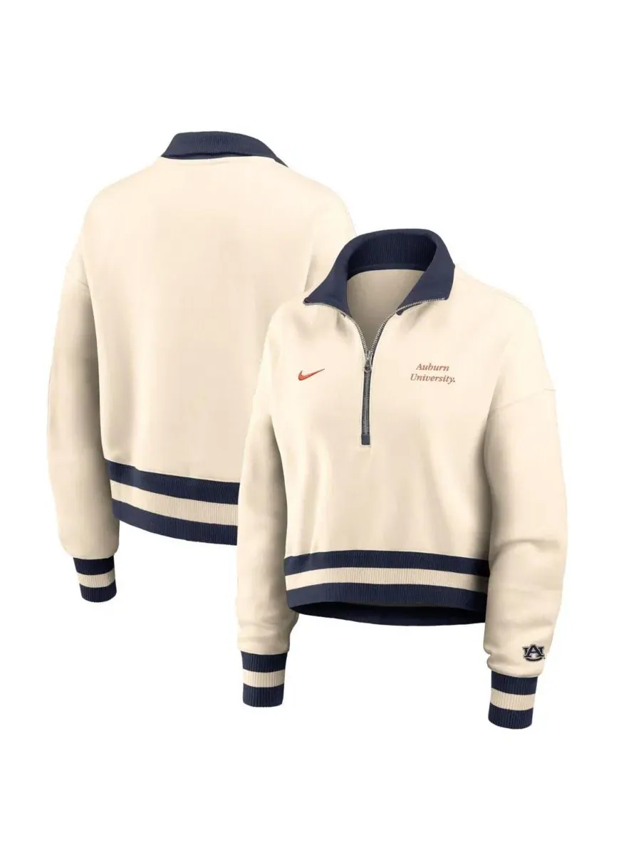 Свитшот с полузамком Legacy Auburn Tigers Nike — изображение 1 из 3, бежевый
