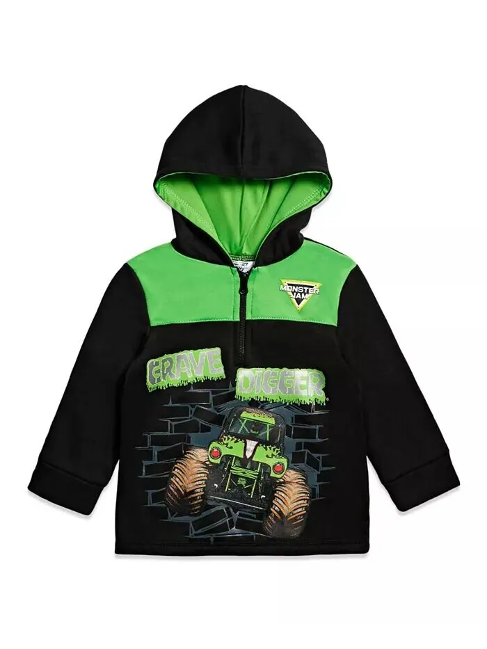 Толстовка с капюшоном на молнии Grave Digger для малышей и малышей Monster Jam