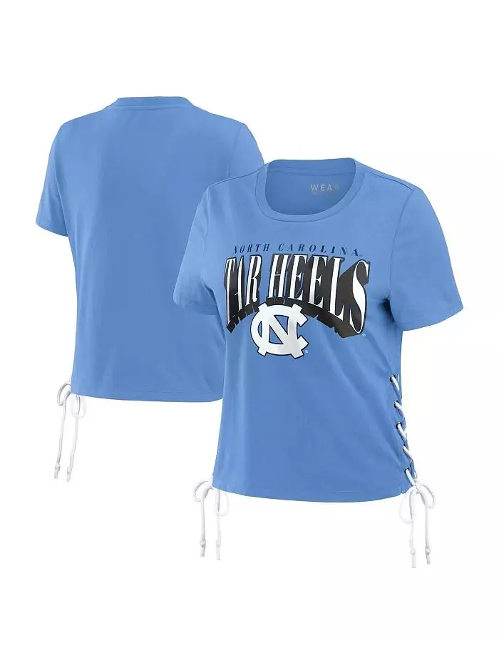 Женская футболка Carolina Blue North Carolina Tar Heels со шнуровкой по бокам и укороченными — изображение 1 из 4